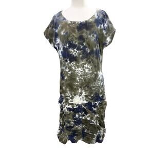 Wearables XCVI Aviana Dress Plethora Wash Tie Dye Stretch Poplin Ruched Grunge‎